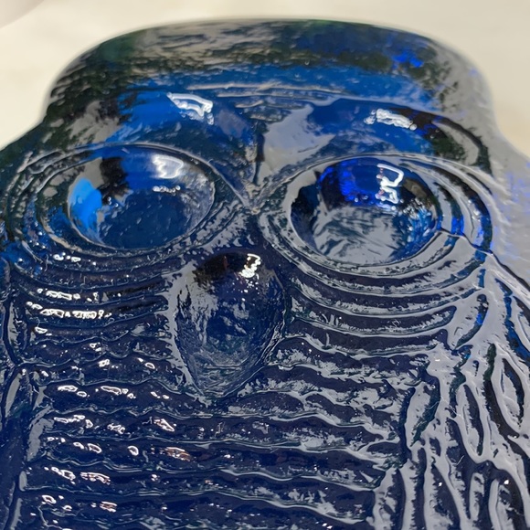 VTG HTF BLENKO peacock blue glass Owl bookend / paperweight Joel Myers Milton. - Picture 8 of 10